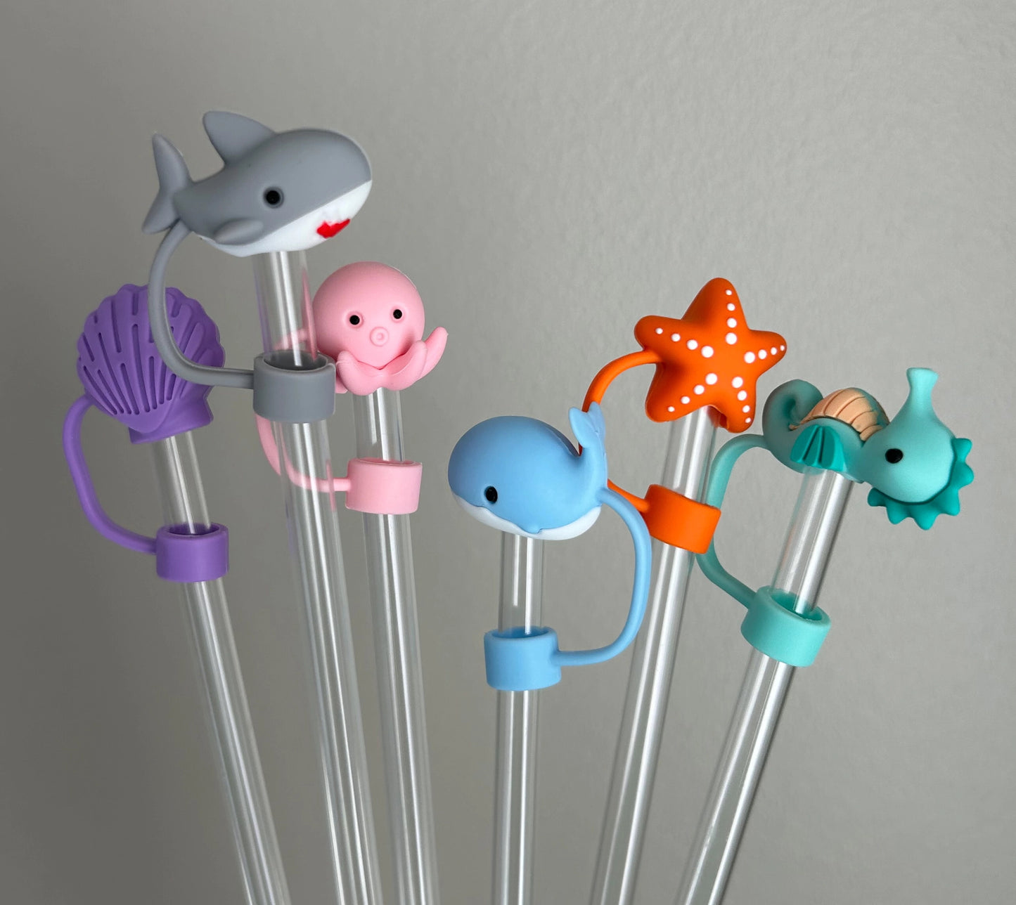 Sea Creature Animal Straw Toppers – Set of 6