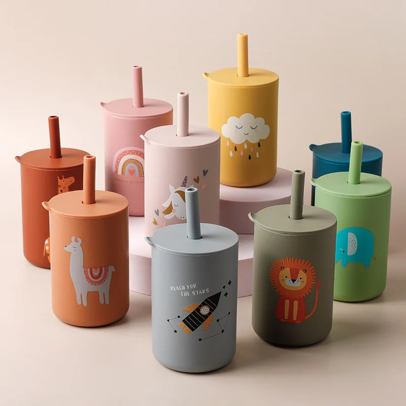 Silicone Cartoon Straw Cup