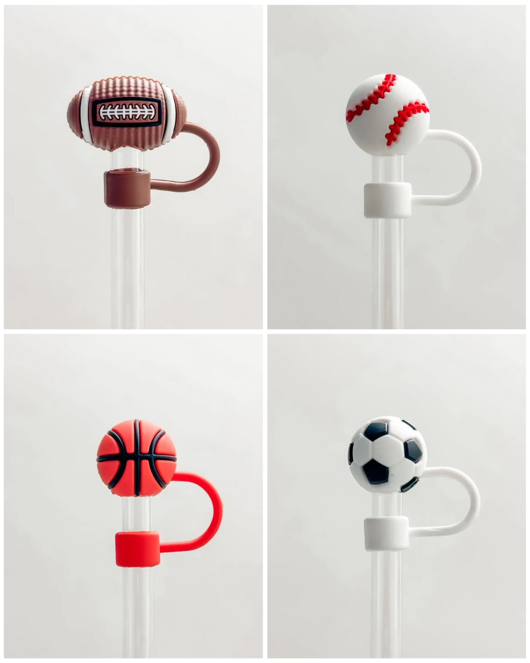 Large Sports Straw Toppers - Set of 4