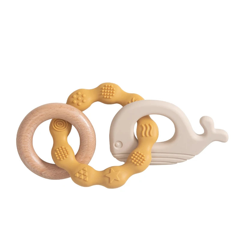 Wooden + Silicone Whale Teether