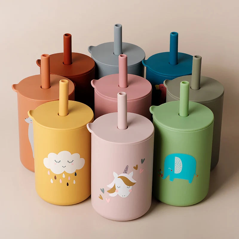 Silicone Cartoon Straw Cup