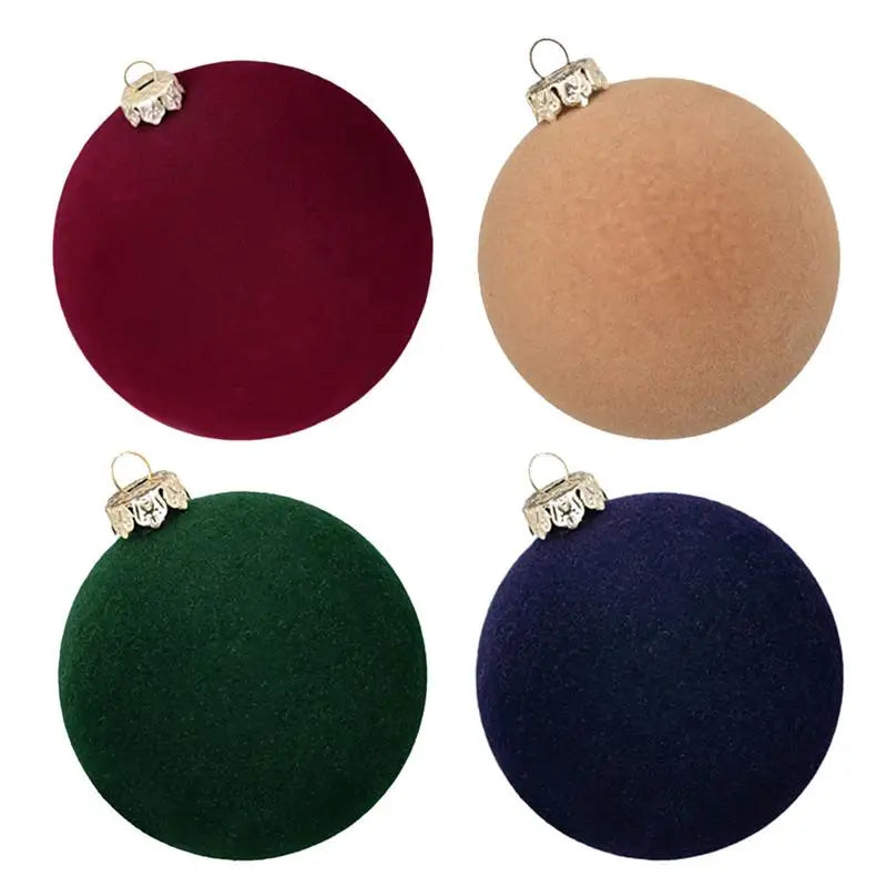 Velvet Christmas Ornament Balls - Set of 12