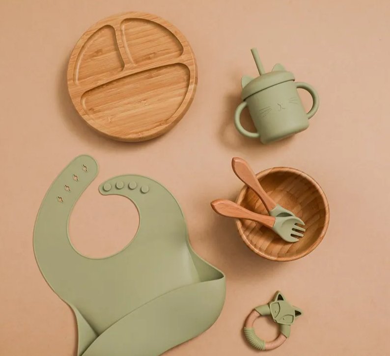 Bamboo + Silicone Dinnerware Set - 7 Pack - Boötes & Loör