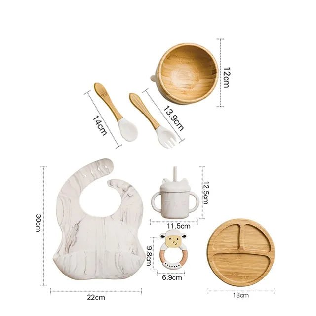 Bamboo + Silicone Dinnerware Set - 7 Pack - Boötes & Loör