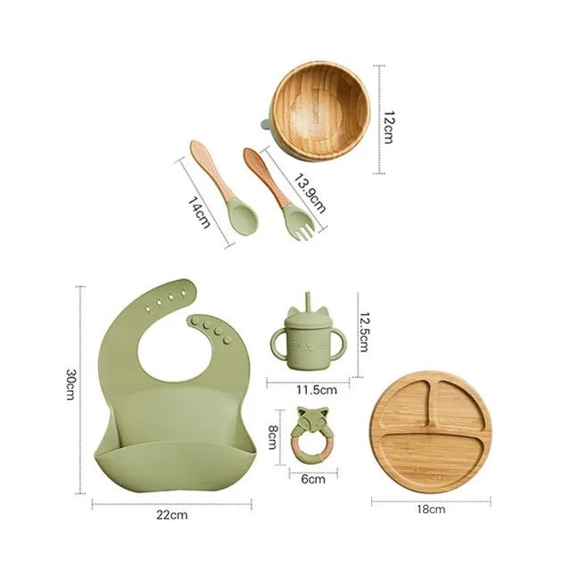 Bamboo + Silicone Dinnerware Set - 7 Pack - Boötes & Loör