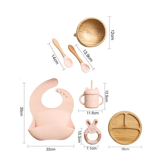 Bamboo + Silicone Dinnerware Set - 7 Pack - Boötes & Loör