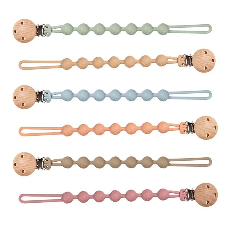 Beech Wood + Silicone Pacifier Clips - Boötes & Loör