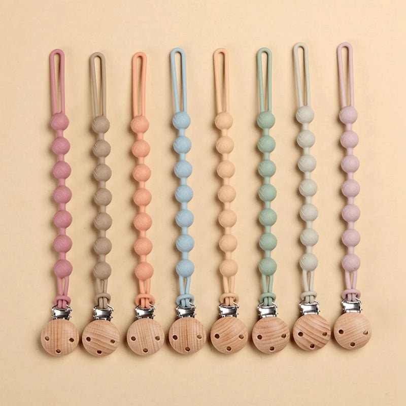 Beech Wood + Silicone Pacifier Clips - Boötes & Loör