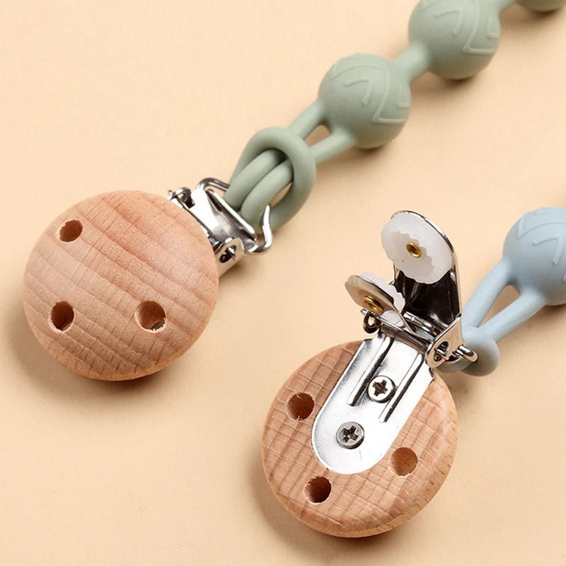 Beech Wood + Silicone Pacifier Clips - Boötes & Loör