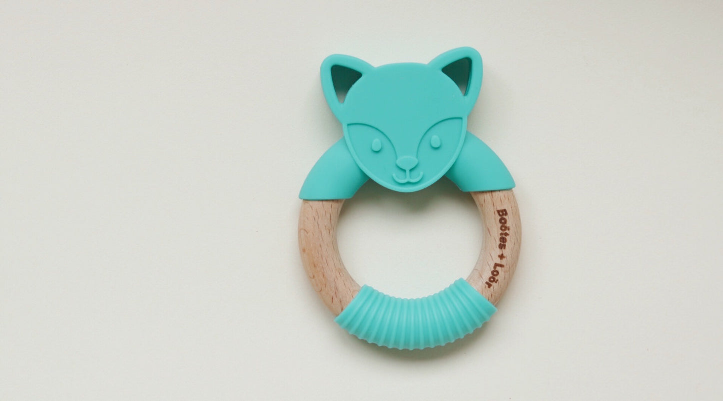 Jade| Silicone + Wood Fox Teether - Boötes and Loör