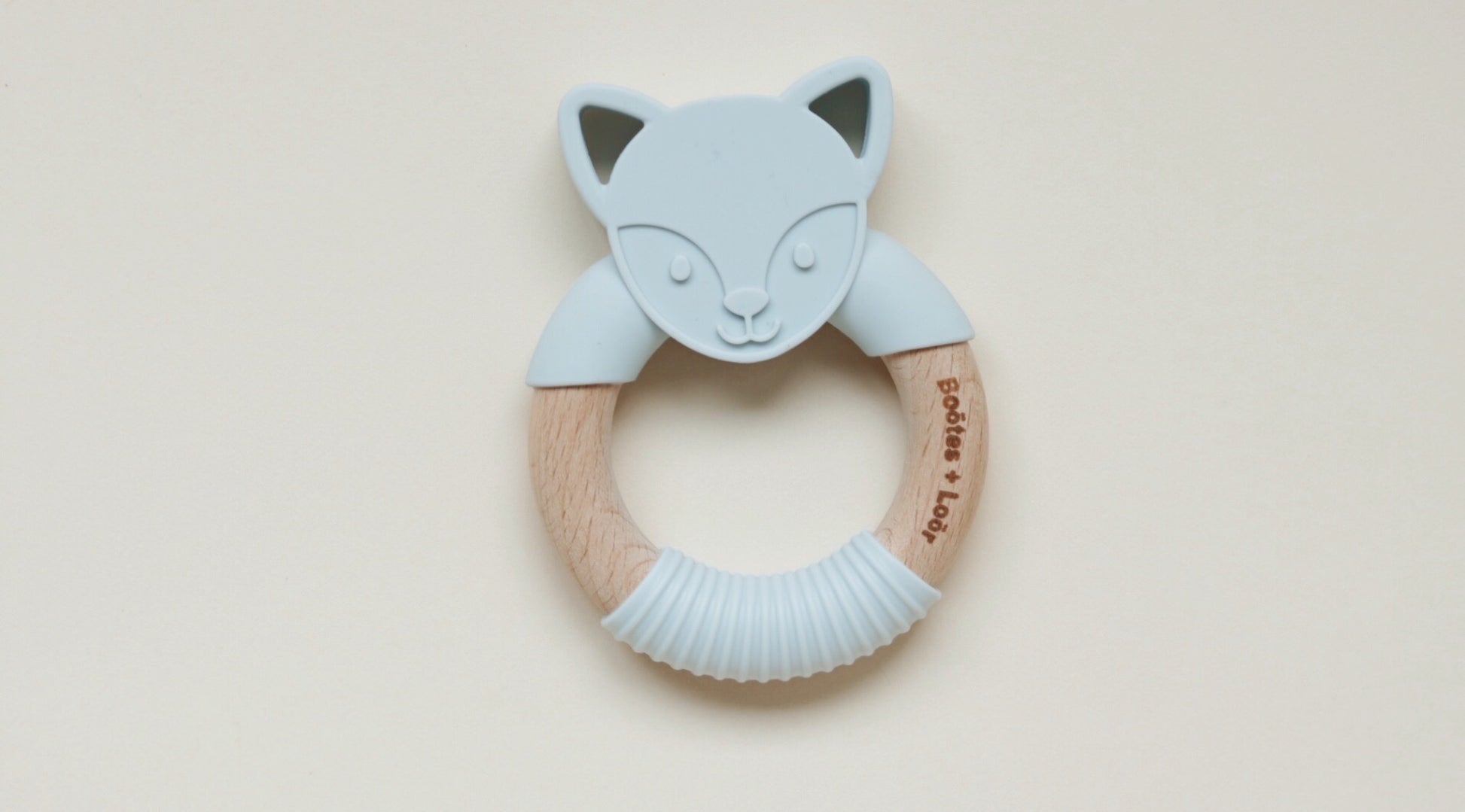 Light Gray| Silicone + Wood Fox Teether - Boötes and Loör