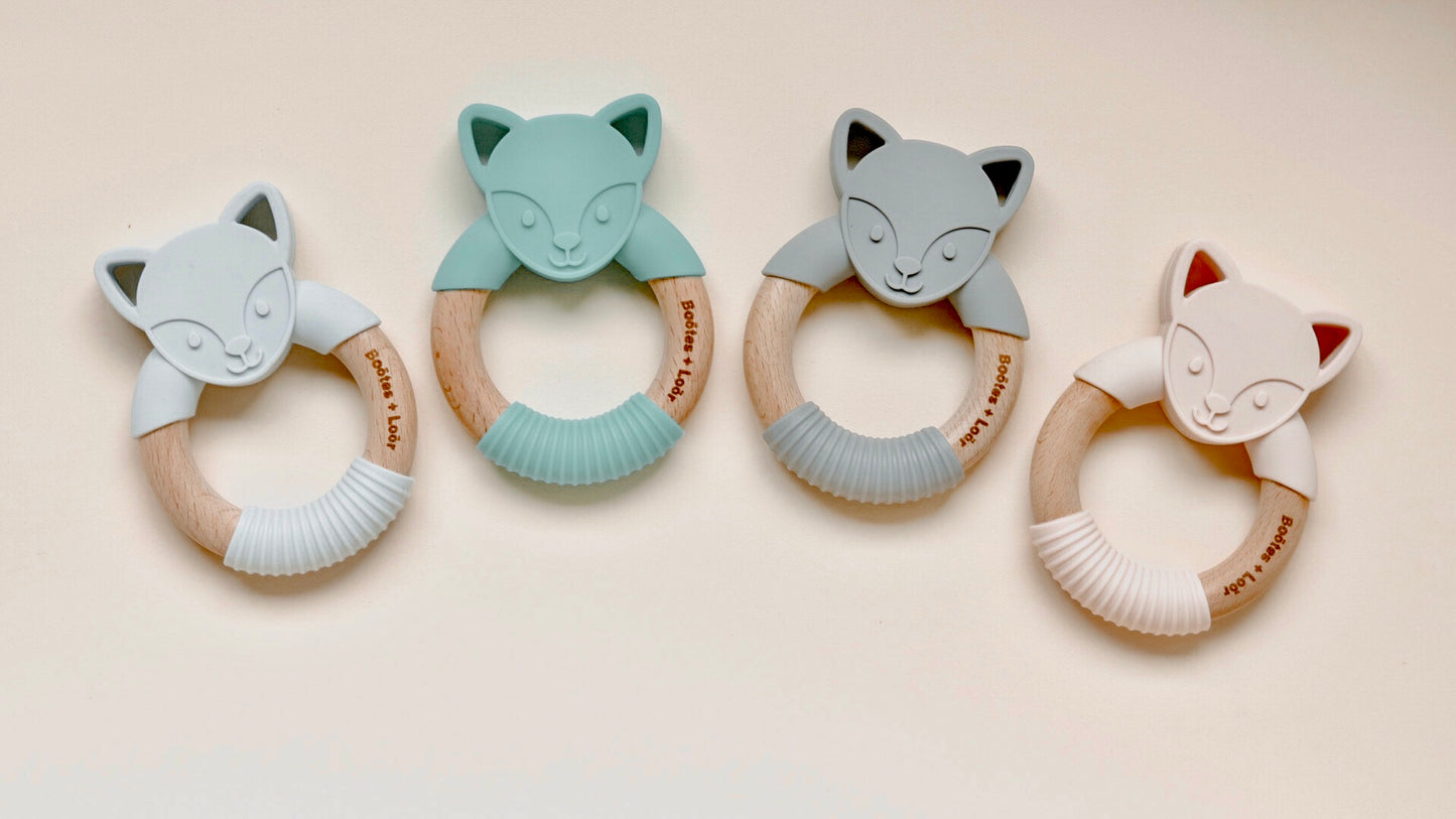 Blush| Silicone + Wood Fox Teether - Boötes and Loör