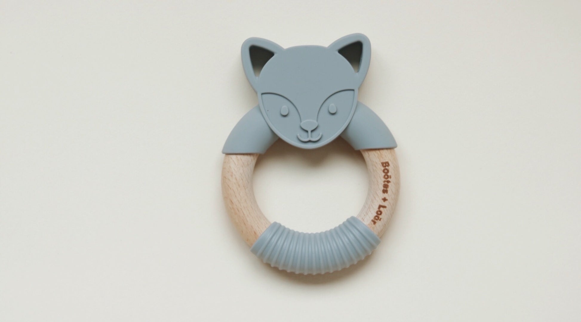 Charcoal| Silicone + Wood Fox Teether - Boötes and Loör